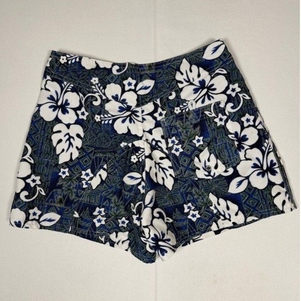 Maui Clothing Company Womens Blue White Hibiscus Floral Board Shorts Sz 5 Hawaii - Picture 5 of 9